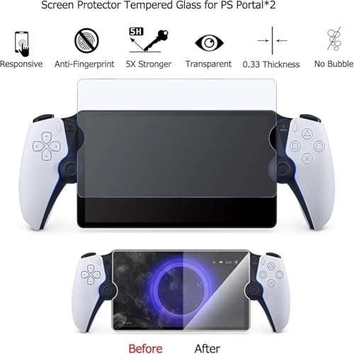 AriKroii Funda PS Portal, Accesorios Case 4 en 1 per PlayStation Portal Remote Player con Funda Transparente, 2 Paquetes de Protector Pantalla de Cristal Templado & 2 Tapas para el Pulgar - imagen 4