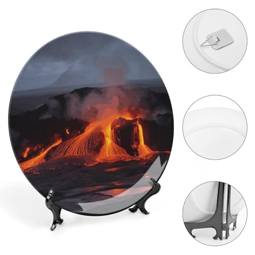 Plato decorativo de porcelana Bone China Kilauea Volcano 6 pulg miniatura 4