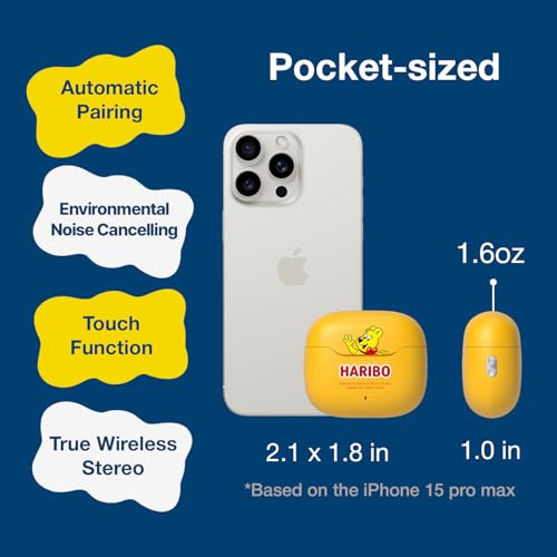 Image of DCHK Haribo Wireless Earbuds, Bluetooth 5.3 TWS, 13mm Bass Driver, ENC Noise Reduction, IPX4, USB-C Charging, Gummy Bear Style