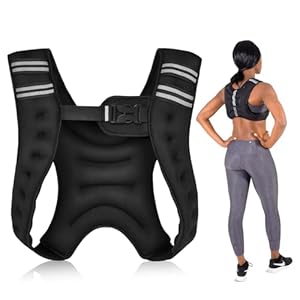 Suzmei Weight Vest 6.5lb /3KG with Reflective Stripes, Body Weight Vest for Men’s, Women’s Workouts, Strength Training, Running, Walking, Jogging, Cardio