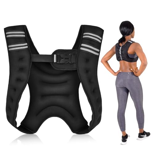 Weight Vest 6.5lb /3KG with Reflective Stripes, Body Weight Vest for Men’s, Women’s Workouts, Strength Training, Running, Walking, Jogging, Cardio (Black) (Black)
