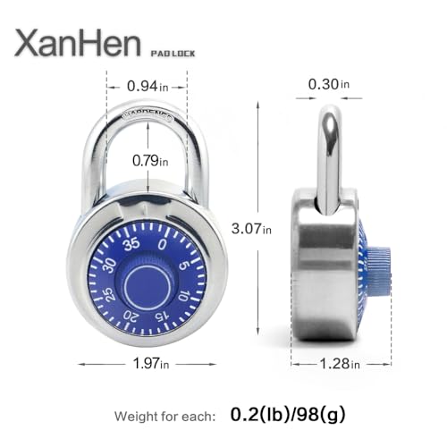 Image of Combination Padlocks with Metal Body, Indoor Use for Gym Lockers & School Locker, Blue, 12-Pack