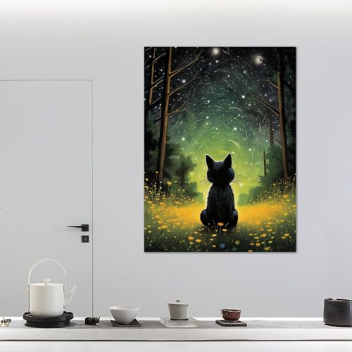 Impressions de chat art mural boho grand format avec affiche chat mignon 70x90