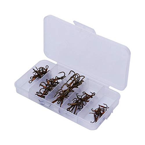 Nimoa 50pcs Fishing Hook, Triplet Treble Bend