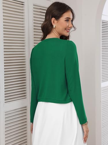 Image of Heymoments Women's Long Sleeve Thin Kintted Shrugs Sweaters Lightweight Cropped Tops Open Front Cardigan for Dress