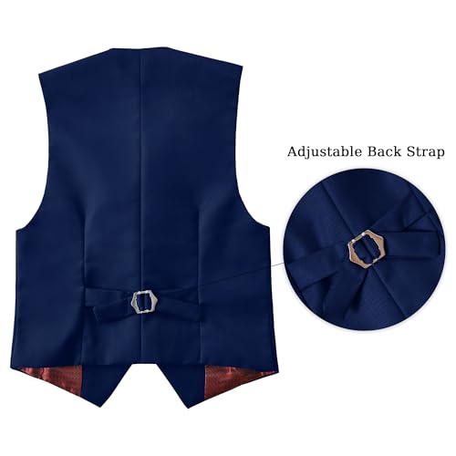 Image of Boys' Vest Slim Formal Suit Vest for Wedding Homecoming with Pockets Adjustable Back Strap, Size 2-20 Years