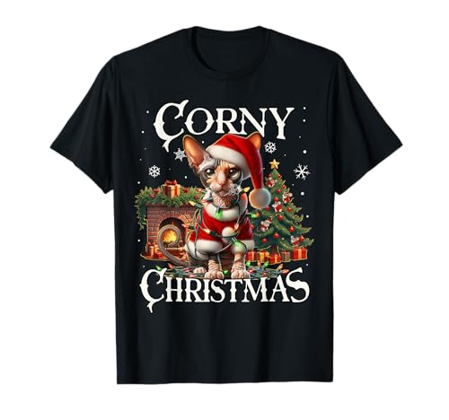 Cornish Rex Xmas Corny Christmas Cat Cornish Rex T-Shirt