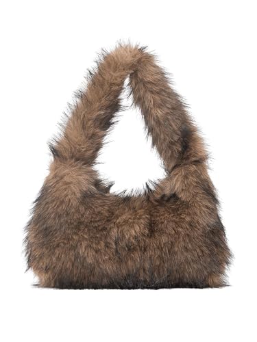 Bolso de hombro de felpa sintética para mujer miniatura 1