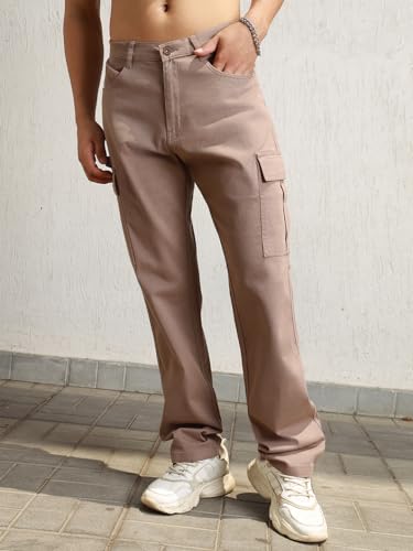 Image of Hubberholme Men Smart Casual Summer Cotton Loose Fit Mid-Rise Trousers 65