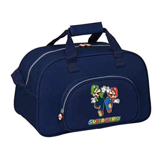 SUPER MARIO BROS - Bolsa de Deporte, Mochila, Ideal para Niños de Diferentes Edades, Cómoda y Versátil, Calidad y Resistencia, 40x23x24 cm, Color Azul marino