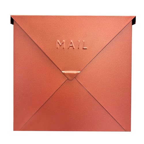 Image of NACH Mailboxes for Outside Wall Mount, 10 x 10 x 4 inch Copper Mail Boxes for House Outside, Waterproof Mailboxes for Outside - Chicago Style Mail Box