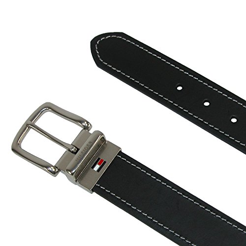 Tommy Hilfiger Men's Contrast Stitching Jean Belt,Black/Brown,303