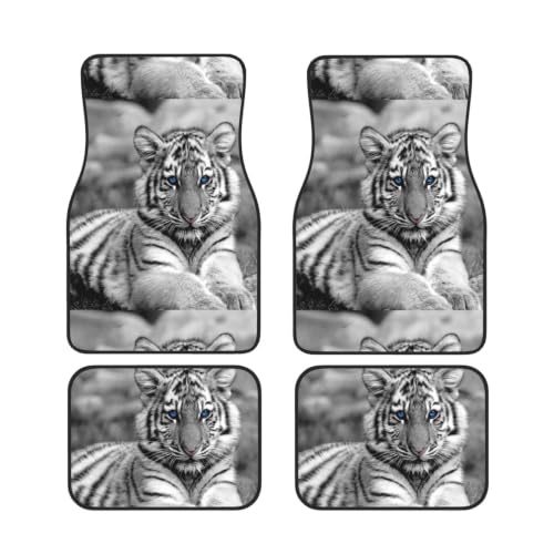Alfombrillas de coche de tigre blanco set de 4 piezas antideslizantes de neopreno