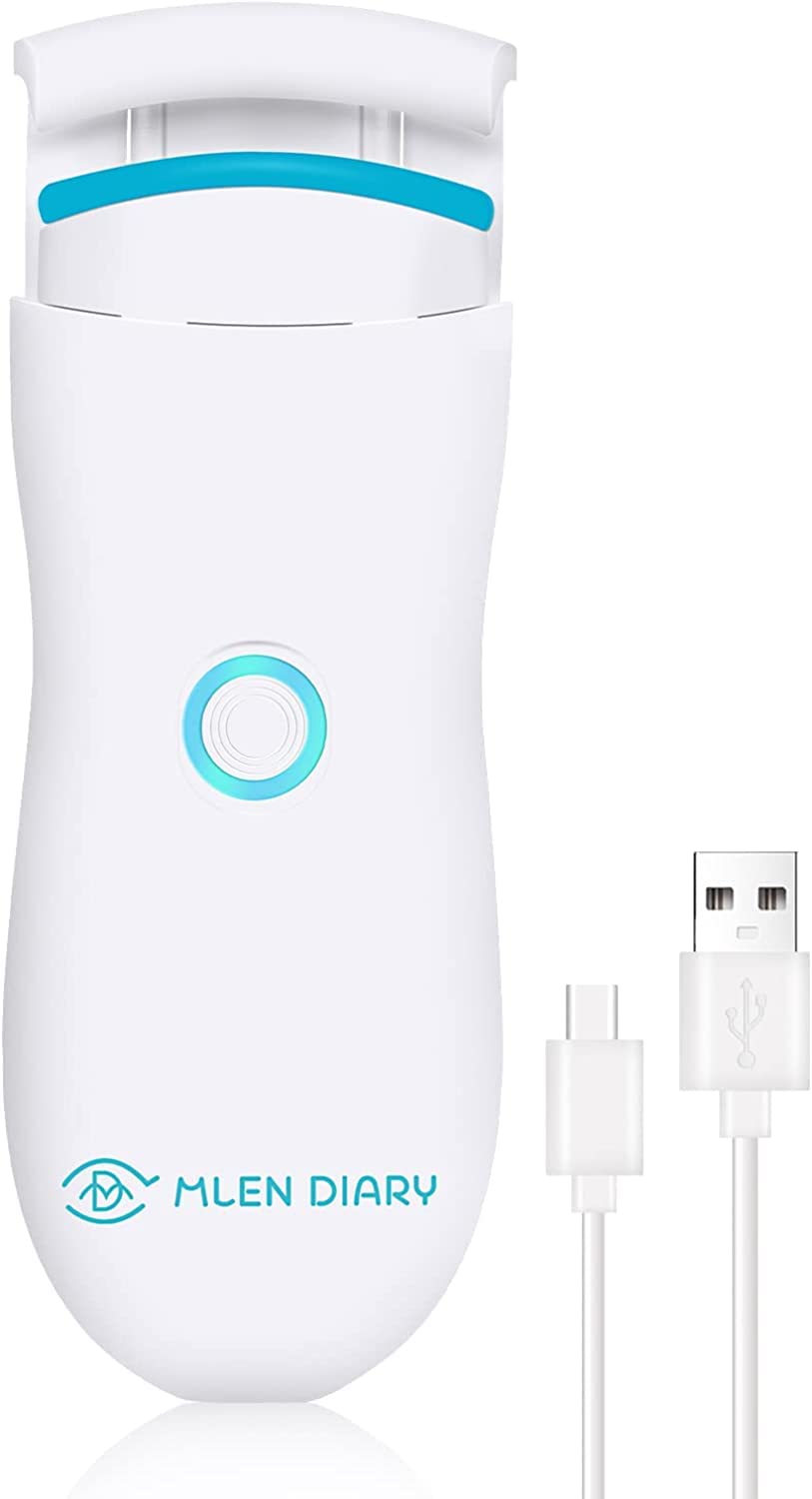 MLEN DIARY Rizador de Pestañas Electrico con Calefacción, Pinzas de Pestañas Eléctricas Portátiles, con Almohadilla de Silicona para Calentar, Herramienta de Maquillaje de Pestañas