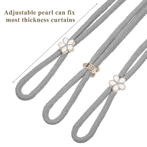 Cobee 4 Stück Vorhang Raffhalter,53cm Handgewebte Blumen Gardinenhalter ohne Bohren mit Verstellbare Curtain Rope Buckle Boho Raffhalter Vorhänge Dekorative für Büro und Schlafzimmer