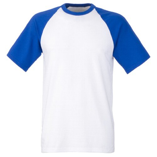 Fruit of the Loom Baseball T-Shirt - White / Royal Blue Medium