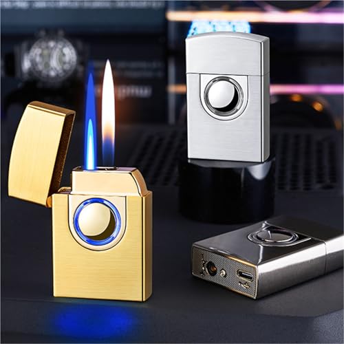 Encendedor de doble llama recargable para camping y velas 3