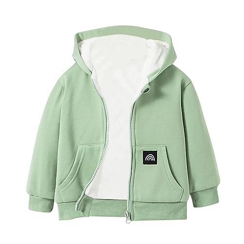 Boys Heavy Winter Coat Winter Solid Fleece Hoodie Lined Zip Up Sweatshirt Jacket Hoodie Dress Coat Boy