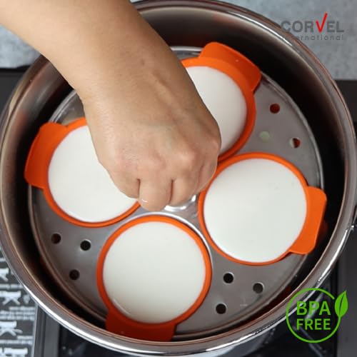 Image of Corvel Silicone Idli Mould | Idli Maker | Idli Liners original, Orange | 8Pcs | Non stick | Food Grade Silicone | BPA Free | No greasing | Oven, Microwave & Dishwasher Safe