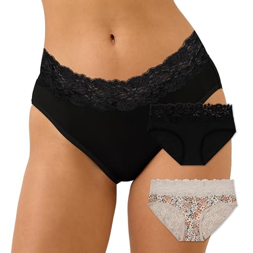 Image of Pact Women's Organic Cotton Bikini Underwear, Classic Fit Panties with High Cut Leg, 2 Pack