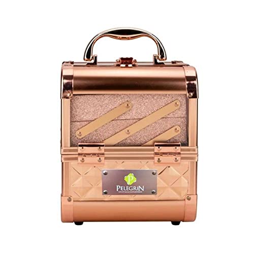 Maleta Maquiagem Joias Alumínio e Acrílico Pelegrin Pel-m1012 Rose Gold