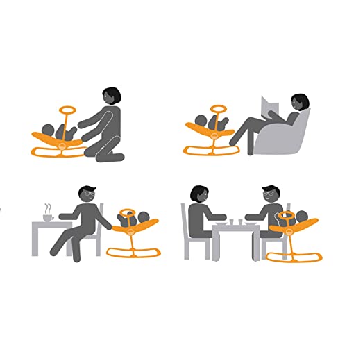 BÉABA, BabyWippe Up & Down I, Durch einfachen Druck verstellbar , 4 Höhenstufen, 3 Neigepositionen, Für Babys und Kleinkinder, Sitzverkleinerer für Neugeborene, Ultra komfortabel, Grau