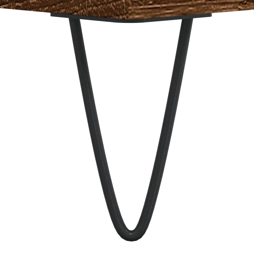 Nachttische 2er-Set Braun Eichen-Optik Holzwerkstoff 40x35x50 cm | Stilvolle Beistelltische fürs Schlafzimmer mit Schublade, Tür und robusten Metallbeinen im Doppelpack.