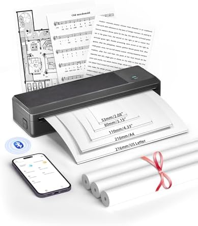 Impresora Térmica A4, Impresora térmica portátil con 3 Rollo de P...