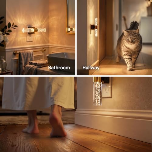 L LOHAS LED Night Light, Night Lights Plug into Wall, Dimmable, Rotating | Light Sensor Nightlight, 3000K, LED Acrylic Bubble Nightlights Plug in, Bedroom Bathroom Hallway Kitchen [Black Base,2 Pack] - image 6
