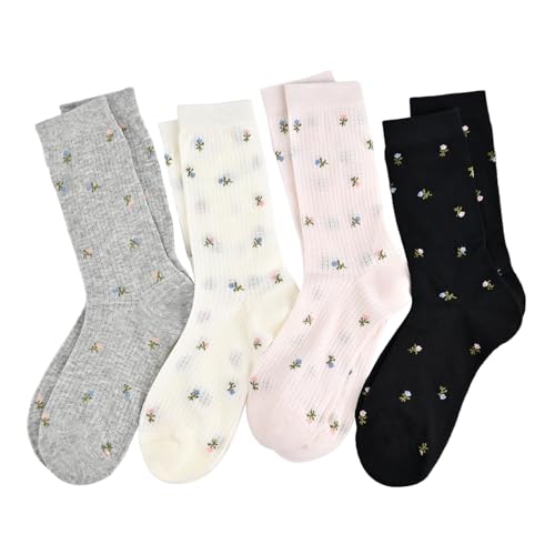 Image of Women's Cute Crew Socks, Casual Athletic Cotton Bowknot Cherry Calf Novelty Socks for Women
