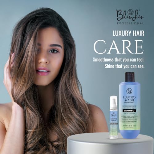 Image of Professional Lustro Wash Daily Radiance Shampoo | Argan Oil Shampoo for Hair Growth, Dry, Frizzy & Damaged Hair | SLS /SLES & Paraben Free | Professional Salon Shampoo | 250ml
