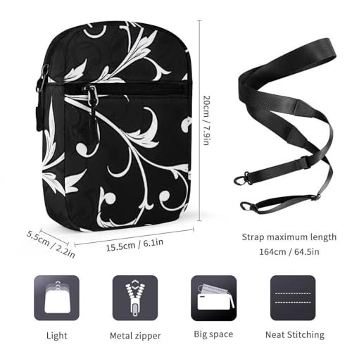 Satchel Tote Bag Messenger Bag White Leaf Swirl Printed Mini Sling Bag Purse Suitable for Work Travel2