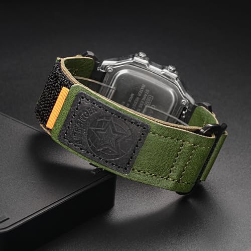 Image of Quick Release Watch Band Strap for Casio F-91W F-94W F-105W F-84W W-735H W-800H SGW-300H SGW-400H A158WA AE-1000W,18mm Leather Hook & Loop Casio strap