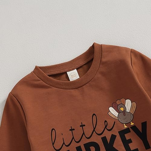 BemeyourBBs Toddler Baby Girl Thanksgiving Outfit Turkey Long Sleeve Sweatshirt Top with Bell Bottom Pants Set Fall Clothes4
