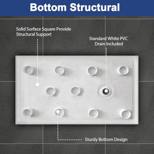 Image of KPUY 48'' L X 34'' W Shower Base Pan with Reversible Install, White