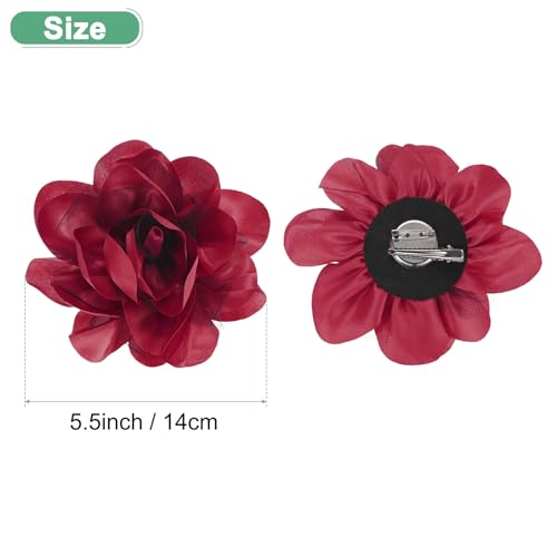 Image of M METERXITY Large Women's Brooches Lapel Pin, Lapel Pins Dainty Satin Fabric Big Camellia Flower Hair Clip Dancer Pin Up for Hats /Parties /Clothes