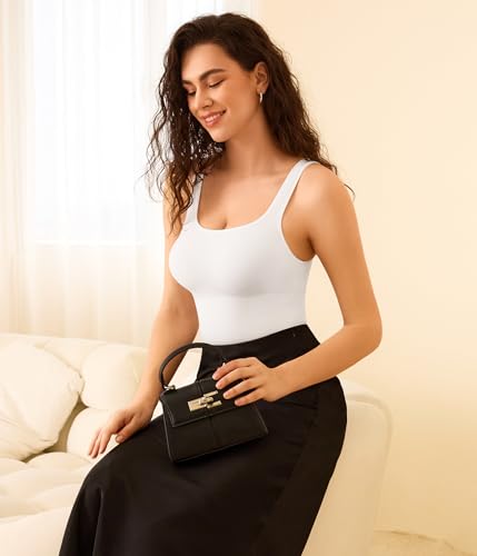 Eleady Shapewear Bodysuits for Women - Body Shaper Thong Tank Top Bodysuit Square Neck4