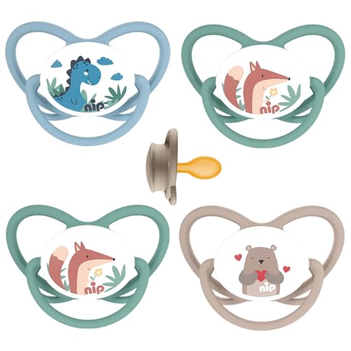 NIP Latex NaturLatex Schnuller BUTTERFLY mit Ring Größe L // 4 Stück Set...