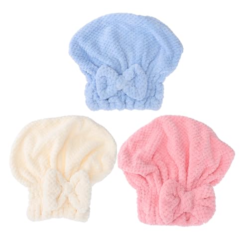 TOPPERFUN 3 Piezas Gorros de Baño Absorbentes de Coral de Secado Rápido para Cabello Turbantes Suaves y Absorbentes para Mujeres Diseño de Lazo Coralina para Uso Diario y Gimnasio