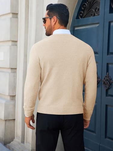 Image of Runcati Mens Crewneck Sweaters Casual Knit Lightweight Dress Sweater Long Sleeve Slim Fit Fall Winter Pullover