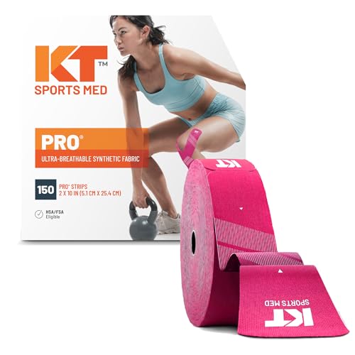 Image of KT Tape, PRO Synthetic Elastic Kinesiology Athletic Tape, 150 Count, 10 inch Precut Strips