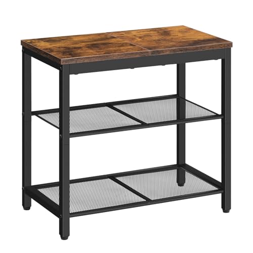 HOOBRO Shoe Bench, 3-Tier Shoe Rack, Industrial Shoe Organizer Storage Bench, 19.7 inches Entry Bench with Mesh Shelves, for Entryway, Living Room, Hallway, Easy Assembly, Rustic Brown BF50HX01