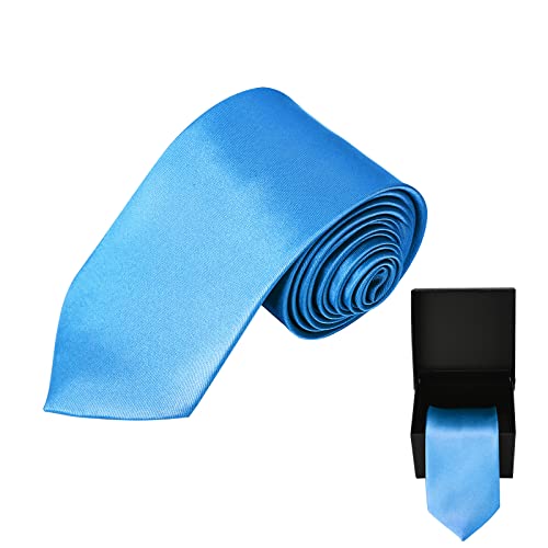 Image of Solid Satin Tie Pure Color Necktie Mens Ties + Gift Box