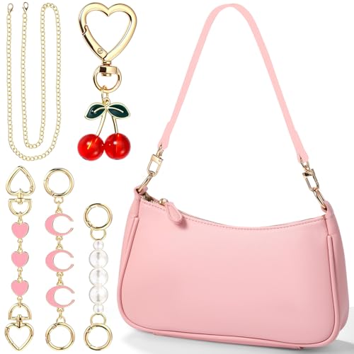 6 piezas bolso de hombro para mujer cuero pequeño con cadena miniatura 1
