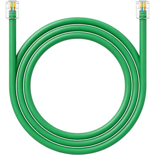 NECABLES CAT5E RJ11 Data Cable DSL Cable 3ft Heavy Duty High-Speed for DSL Modem UTP Compatible with ATT RJ11 6P4C Male to Male Green - 3 Feet