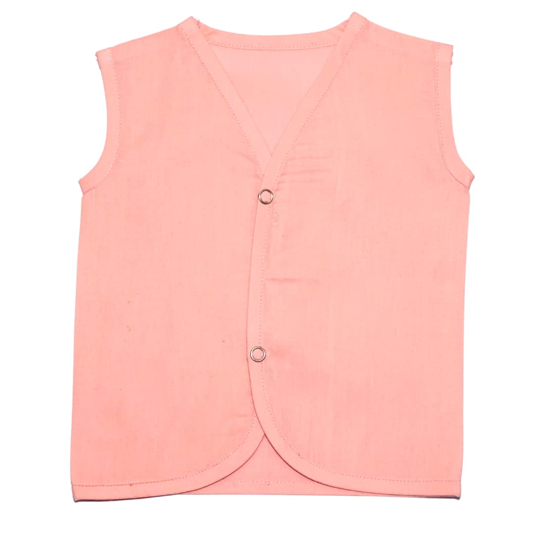 SHAKYAN Baby Boy's & Baby Girl's Pure Cotton Front Open Sleeveless Jhabla| Vest| Baby Shirt|T-Shirt with Snap Button (Set of 5) (Multicolor) (9-12 Months) 3