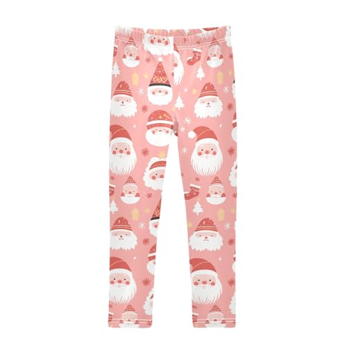 KLL Christmas Santa Red Pastel Pink Toddler Baby Girl Legging Comfortable High Waisted Leg Yoga Pants Exercise