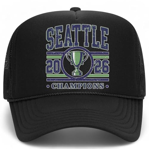 Seattle 2026 Champions Circle Foam Mesh Back Hat (US Alpha One Size Black)