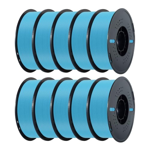 Image of Kingroon 10KG PLA Filament Bundle 1.75mm, 3D Printer Filament Bulk Dimensional Accuracy + /- 0.02mm, 10 Pack 1kg Spool(2.2lbs), Fits for Most FDM 3D Printers, Glacier Blue