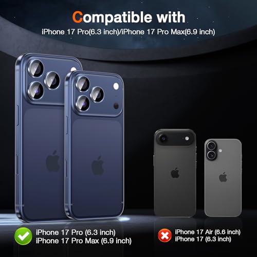 Image of LK 2 Pack for iPhone 17 Pro /17 Pro Max Camera Lens Protector [Top 9H+ Military Grade Shatterproof] One-Click Installation, Ultra-Tough HD, Individual Lens Protectors Scratch-resistant, Clear
